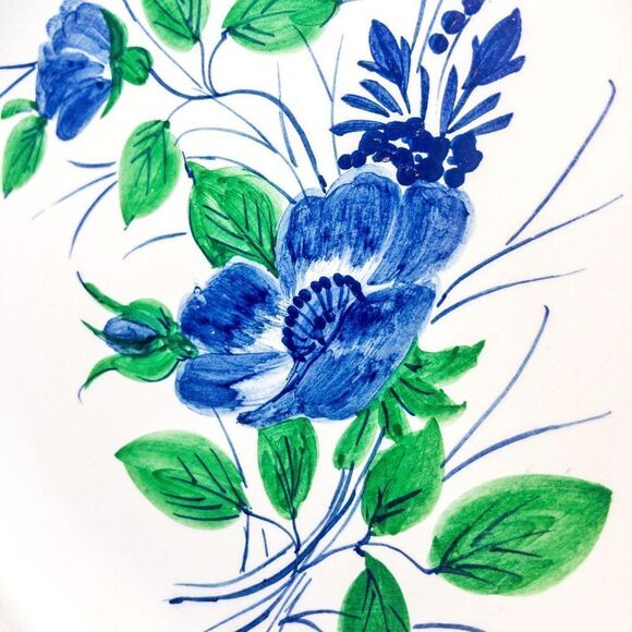 VTG Gialletti Pimpinelli Earthenware Plates Blue Floral Italy Set of 8 - Picture 10 of 12